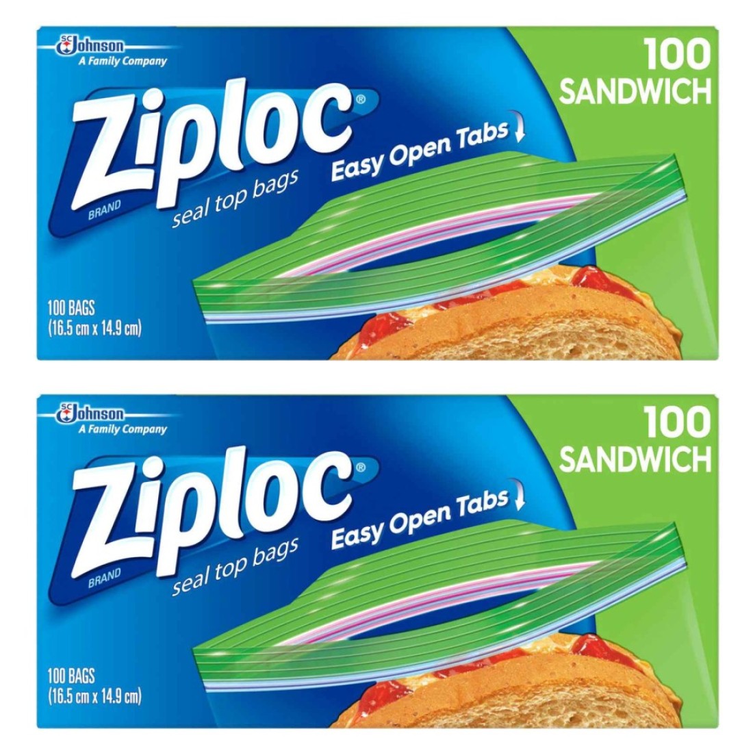 Ziploc Seal Top Sandwich 100 Bags Pack of 2
