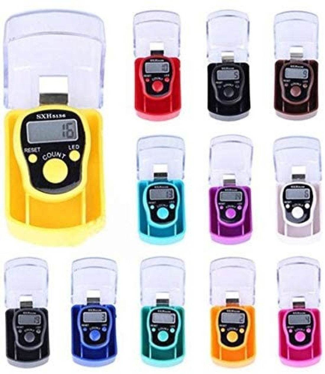 lavish (12 Pcs) Digital LCD LED ElectronicTasbeeh Pray Finger Ring Tally Lap Counter