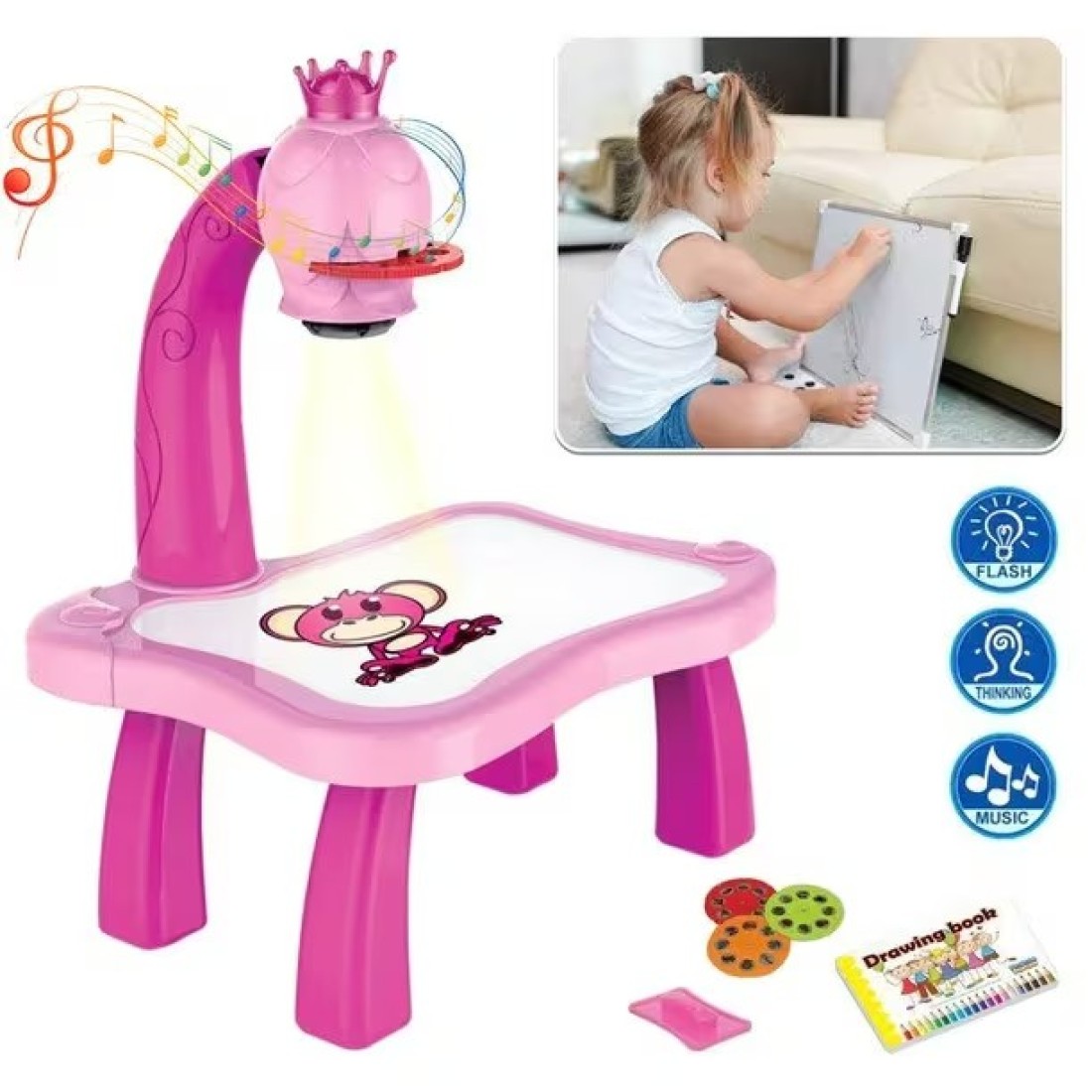 Child Smart Projector Table &ndash; Educational Drawing Playset for Toddlers, Interactive Toy for Kids Age 3+ Fun Learning Projector Toy for Boys &amp; Girls