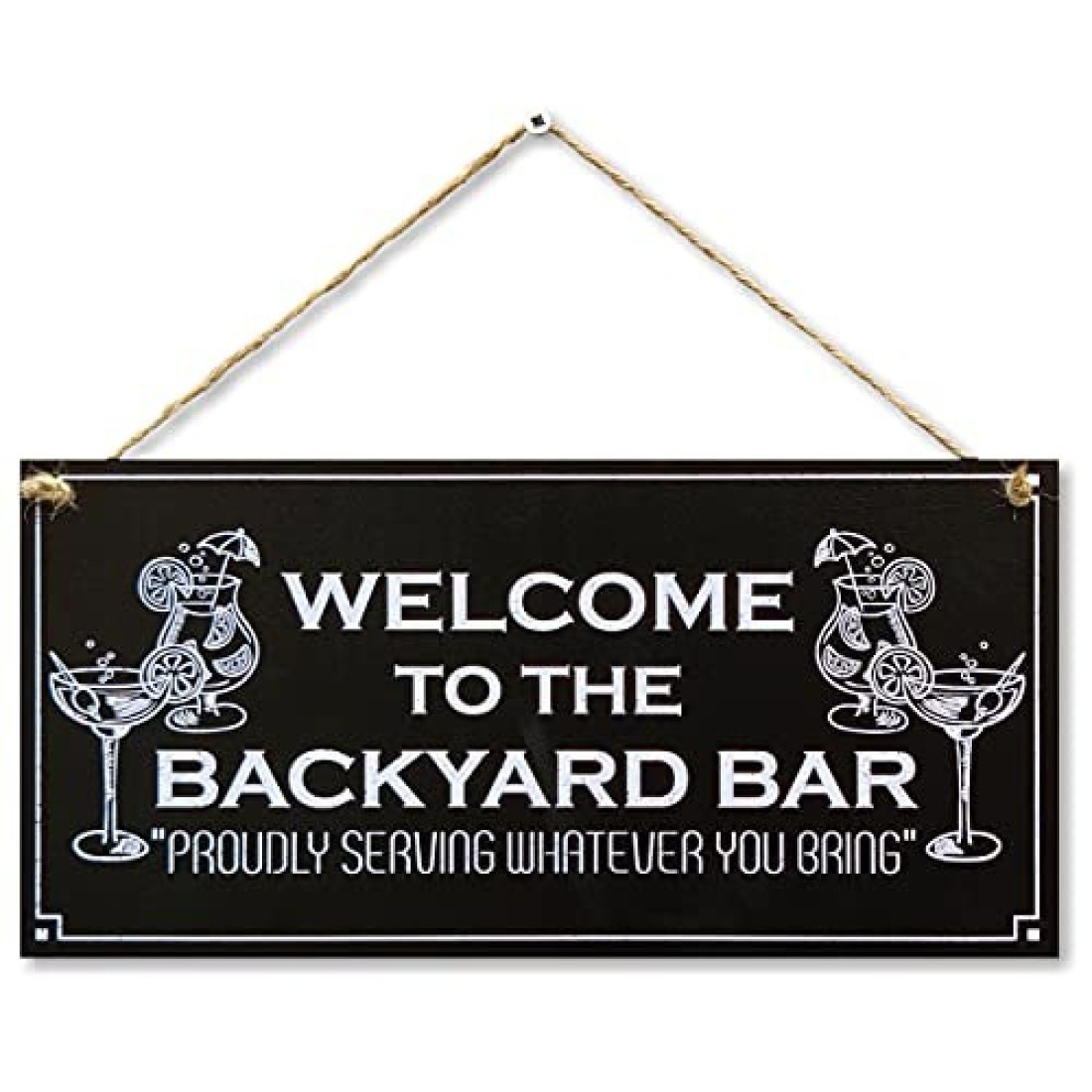 CARISPIBET Welcome to the backyard bar Home signs outdoor signs porch decorative plaques kitchen signs 6&quot; x 12