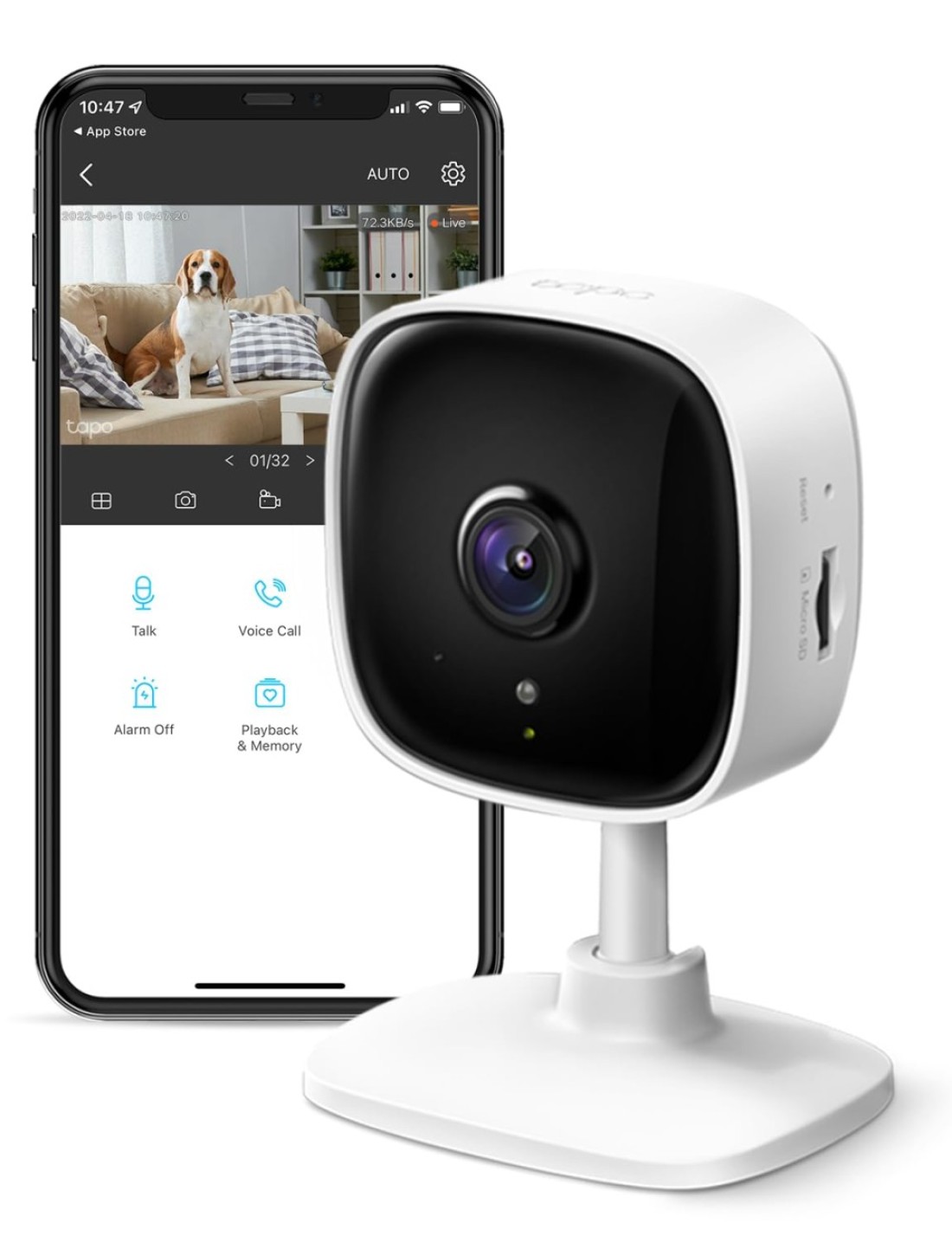 TP-Link Tapo 1080P Indoor Security Camera for Baby Monitor, Dog Camera w/Motion Detection, 2-Way Audio Siren, Night Vision, Cloud &amp; SD Card Storage, Works w/Alexa &amp; Google Home (Tapo C100)