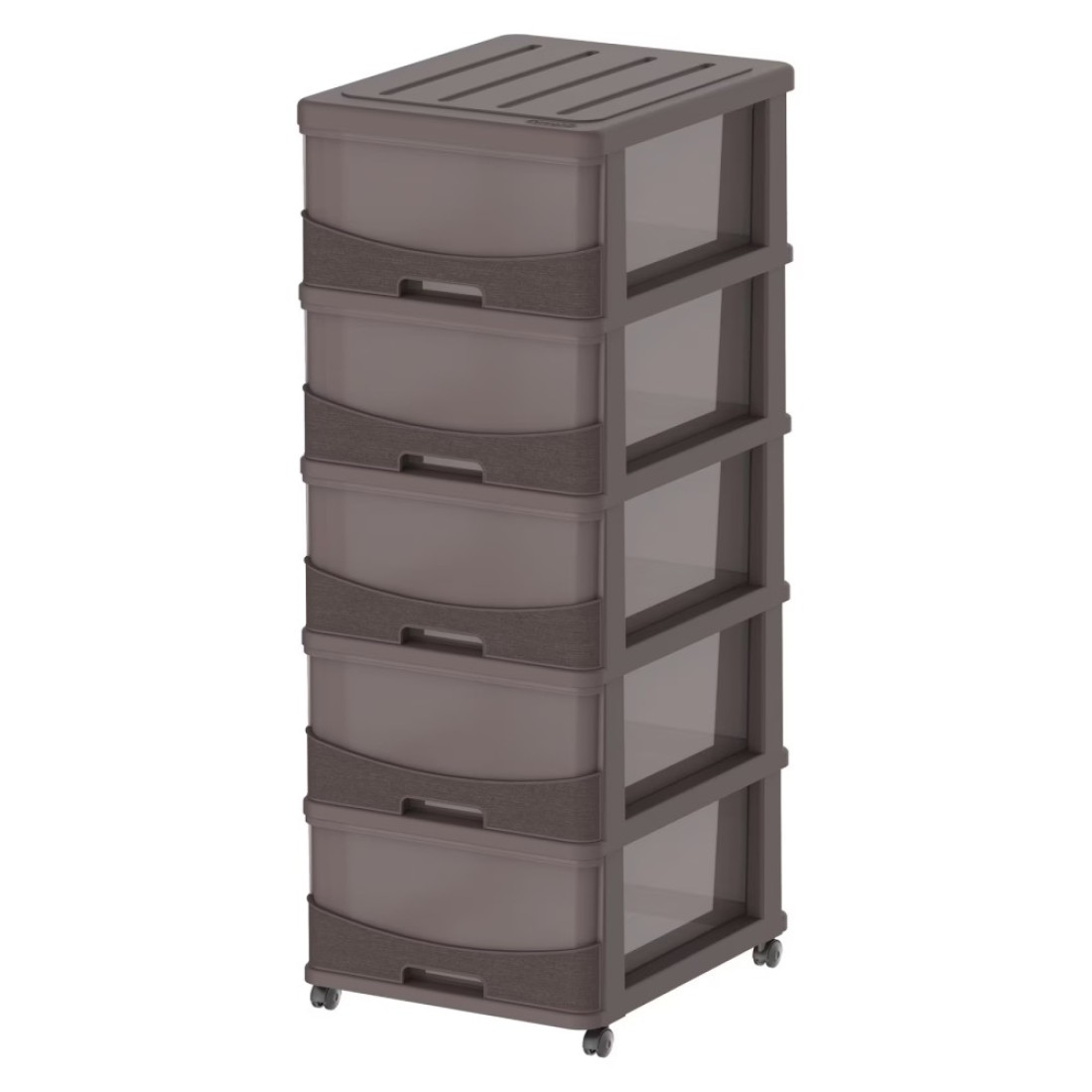Cosmoplast Cedargrain 5 Tiers Storage Cabinet With Drawers And Wheels Dark Brown 50x40x114cm