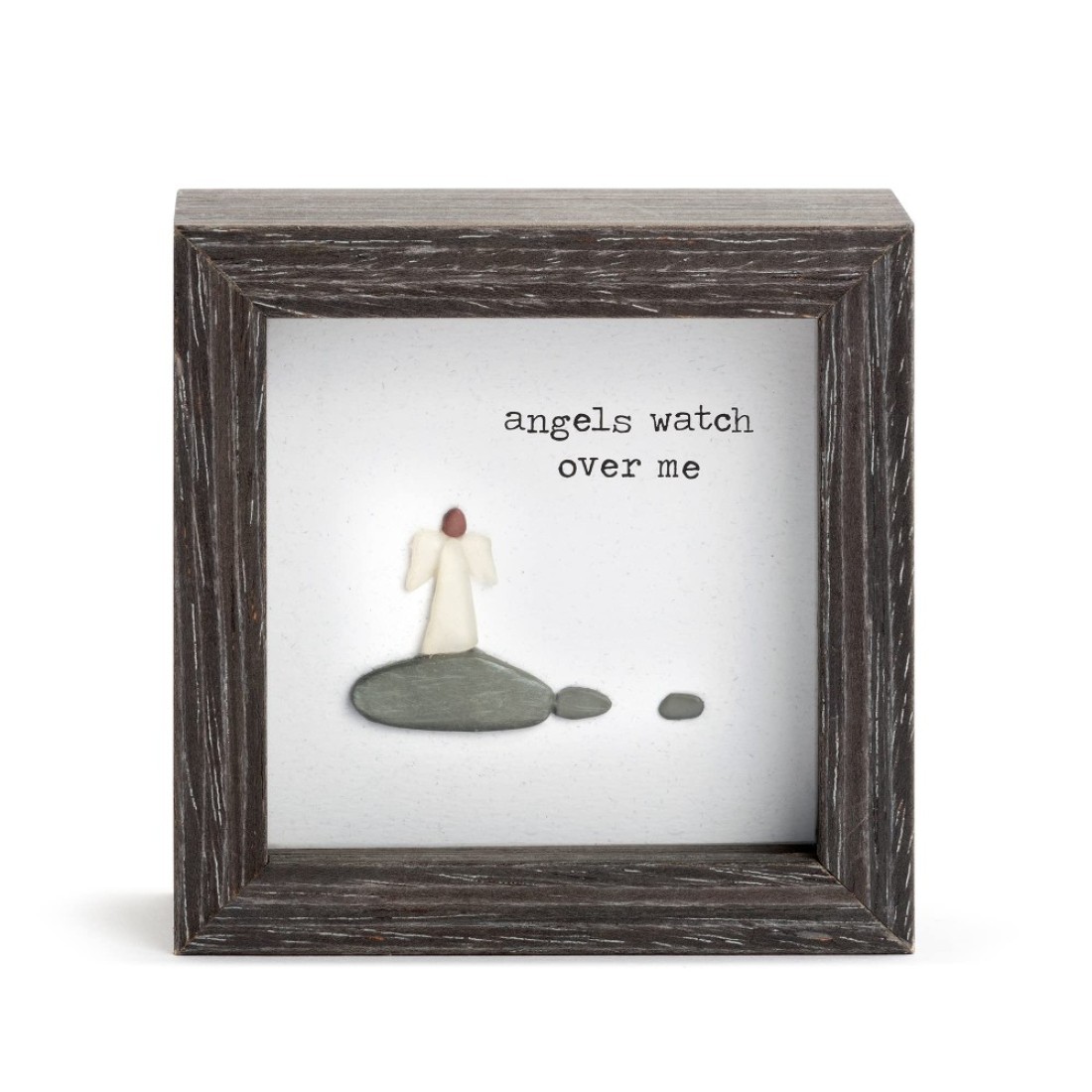 DEMDACO Sharon Nowlan Angels Watch Over Me Dark Woodgrain 4 x 4 Wood and Glass Shadow Box