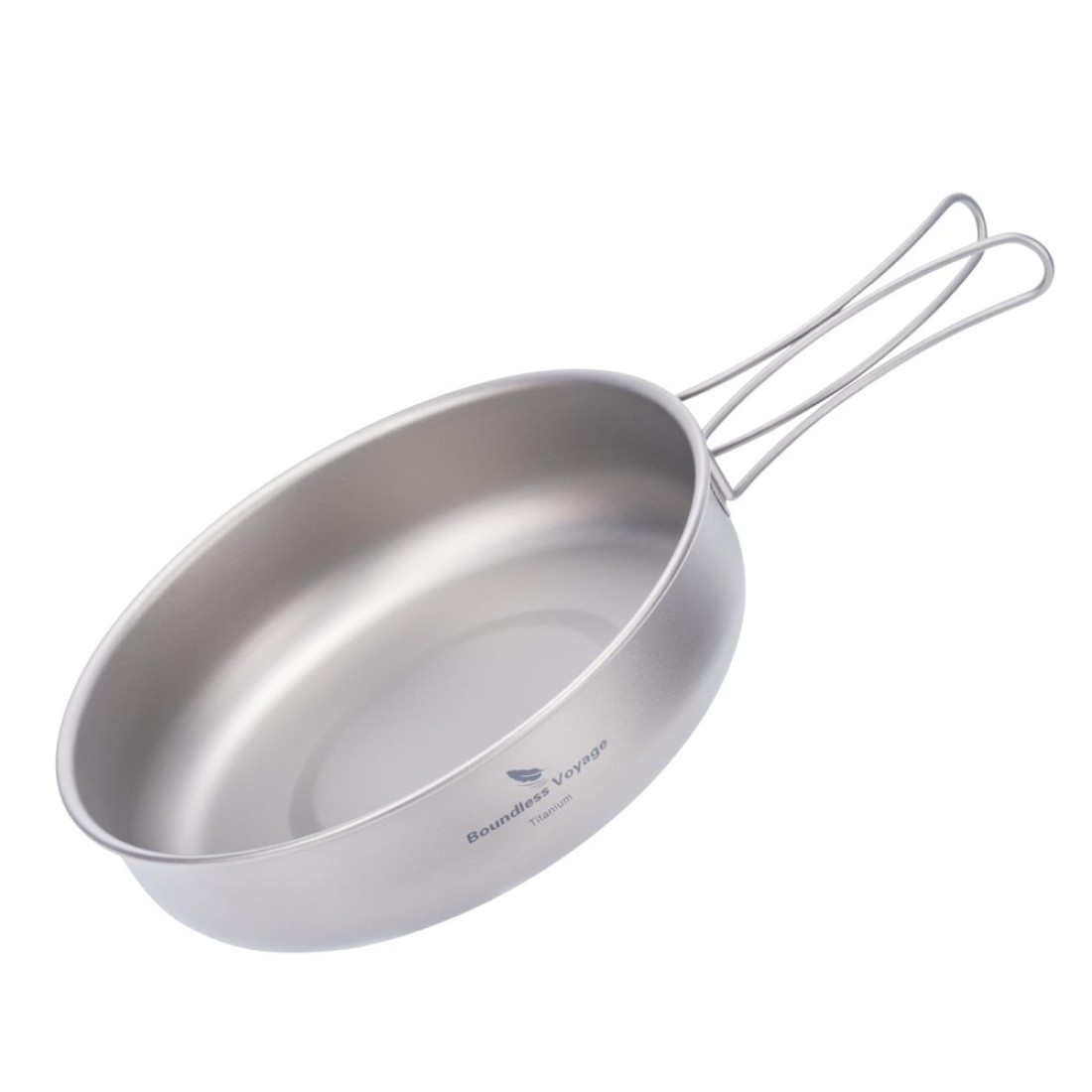 iBasingo 18cm Camping Frying Pan Titanium Skillet Saucepan Outdoor Cookware Lightweight Griddle Portable Plate with Foldable Handle Travel Picnic Hiking Backpacking Cooking Kit for 1 Person Ti2063C
