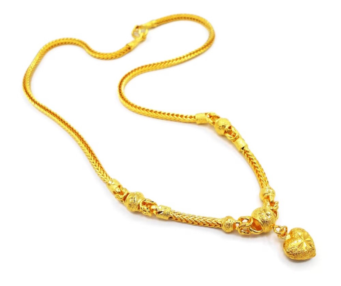 Chain 24k Thai Baht Yellow Gold Plated Filled Necklace Jewelry Women 20&quot; Pendant Heart