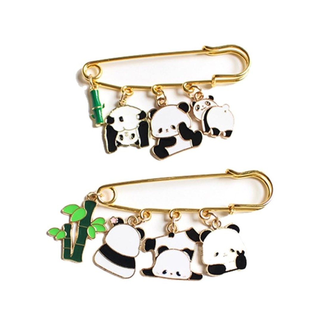2 Pack Panda Pins Enamel Bamboo Leaf Panda Pendant Charm Personalized Brooch For Women Anime Brooch Pins Set (507)