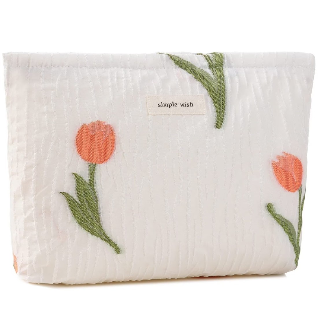 ZLFSRQTulip Makeup Bag for Women Floral Makeup Pouch for Purse Zipper Cosmetic Bag Large Capacity Quilted Canvas Cute Aesthetic Flower Makeup Bag Gift Travel Toiletry Make Up Organizer
