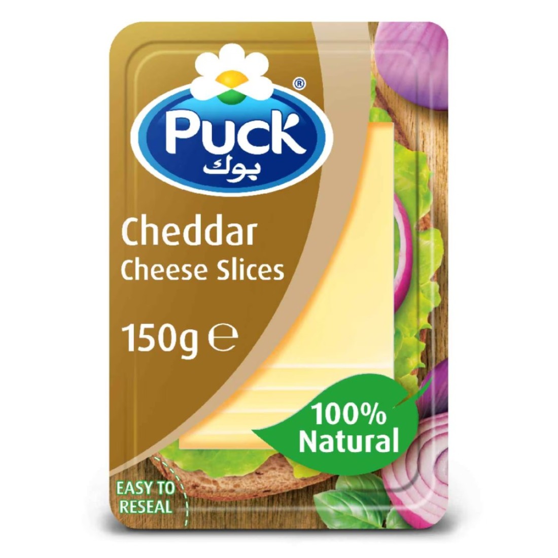 Puck Cheddar Natural Cheese Slices, 150g