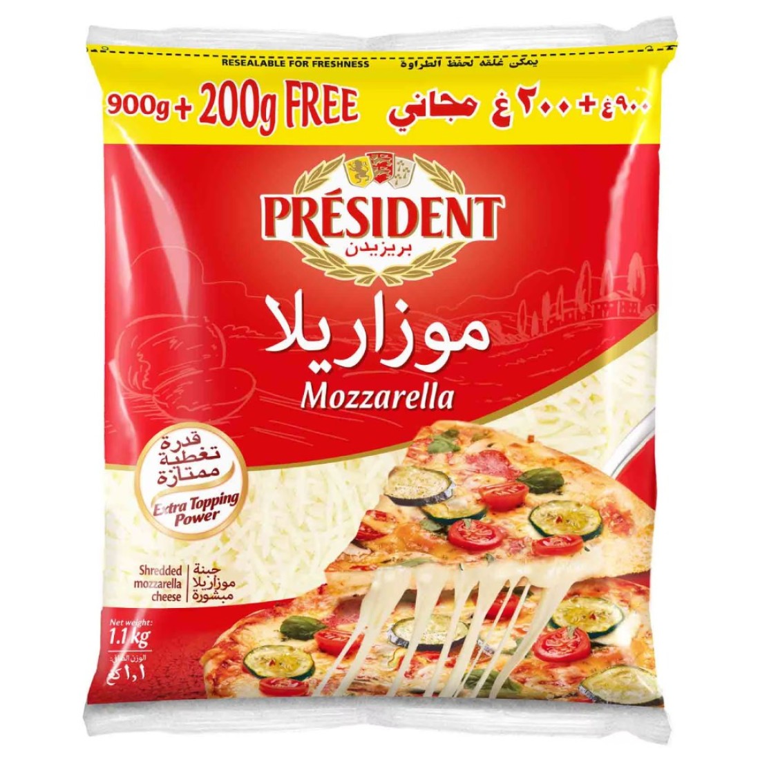 President Shredded Mozzarella Cheese 1.1kg