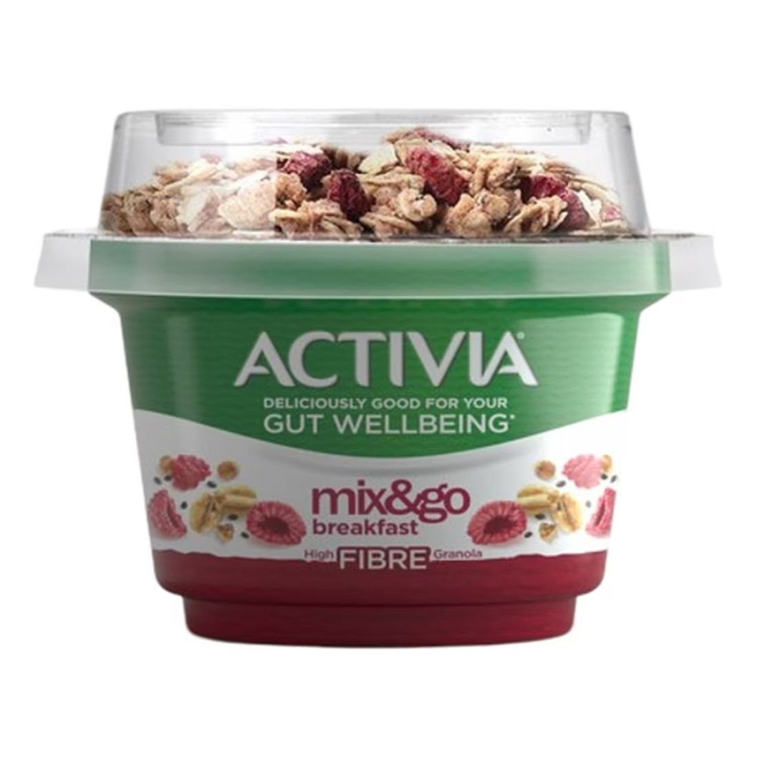 Activia Mix &amp; Go Breakfast Chia Raspberry High Fibre Granola Yogurt 170g