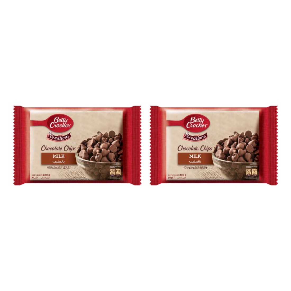 Betty Crocker Creations Milk Chocolate Chips, 200g Pack of 2