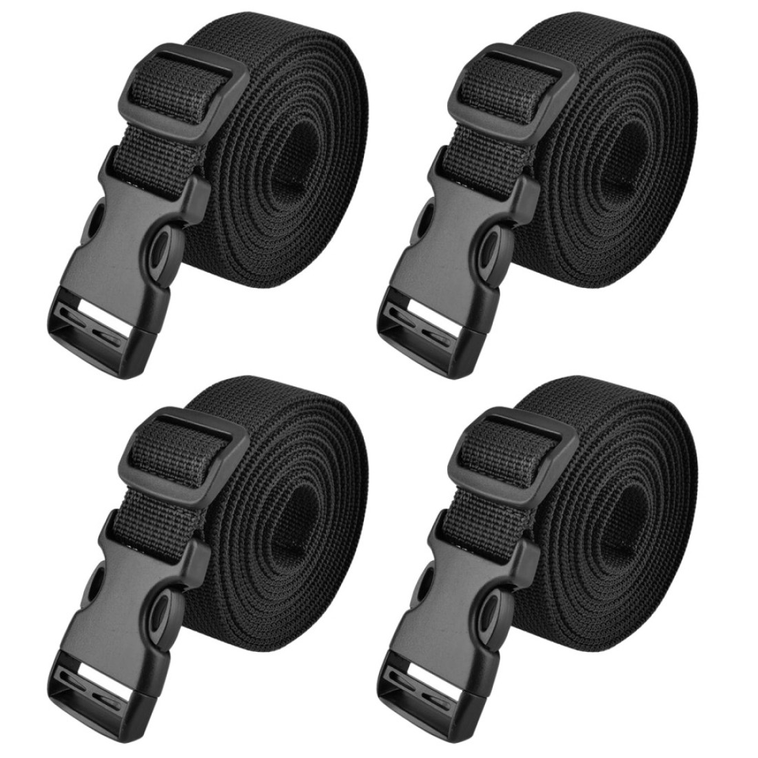 TRIWONDER Tie Down Straps Buckle Lashing Strap Luggage Belt for Suitcase Travel Packing Cargo Trucks Accessories for Bike Rack Backpack Sleeping Bag Box 4 Pack (Black - 3.28ft)