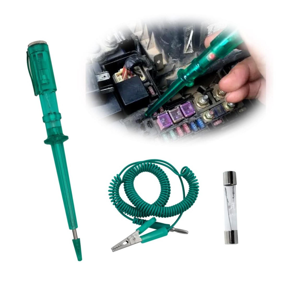 Circuit Tester, Circuit Breaker Detector with Extended Spring Test Lead and Sharp Puncture Probe, 6-24V Circuit Tester, Automotive Current Tester for Various Vehicles