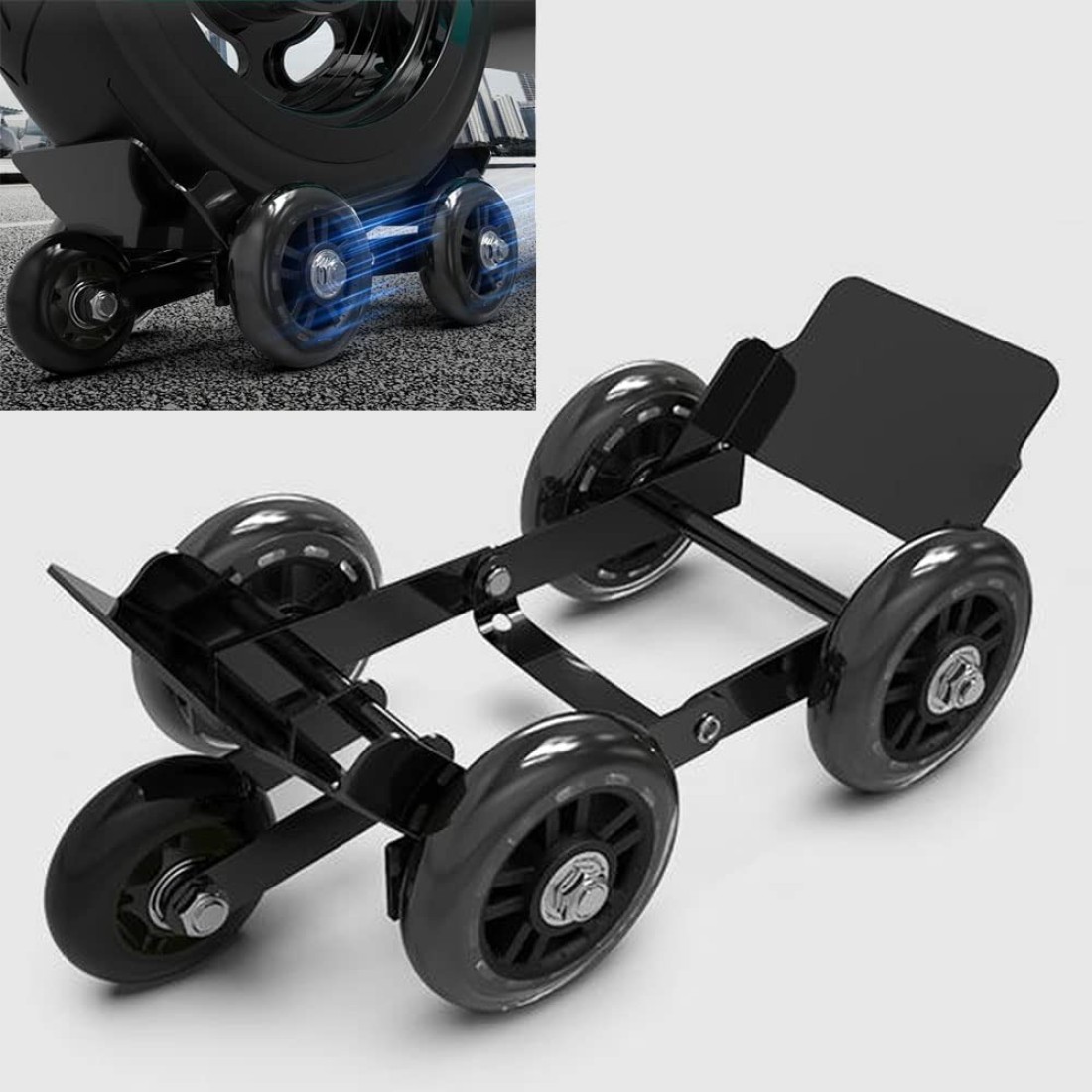 WANLIAN Flat Tire Boosters,Motorcycle/Ebike/Tricycle Flat Tire Wheel Puller Booster 5 Wheels Trailer Electric Emergency Help Self-Rescue Traile(Wheels Color Random)
