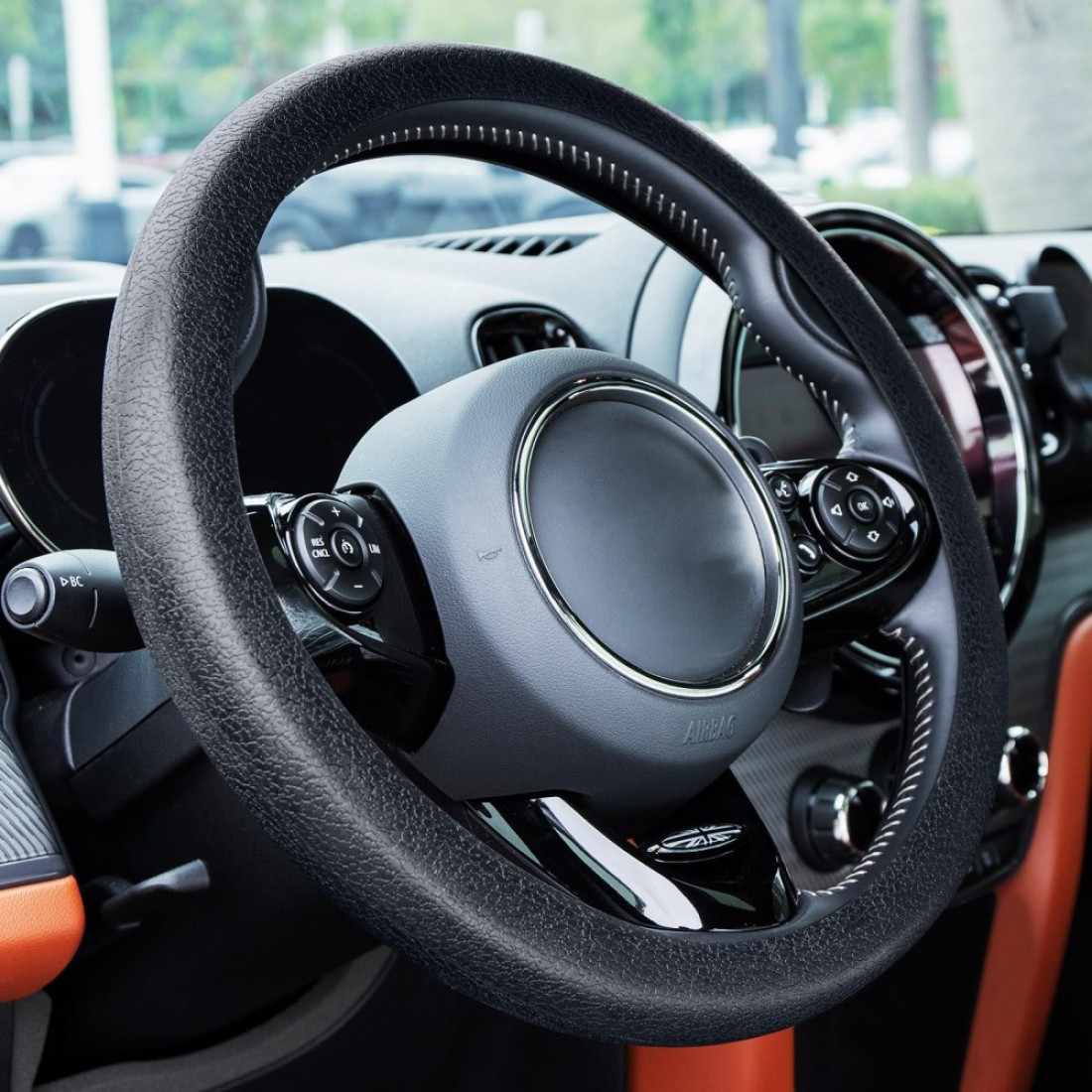 Spurtar King Company Steering Wheel Cover AntiSlip Car Steering Wheel Protector Soft Odorless Silicone Leather Texture Steering Cover Great Grip Cover for 1415 Steering Wheel Black