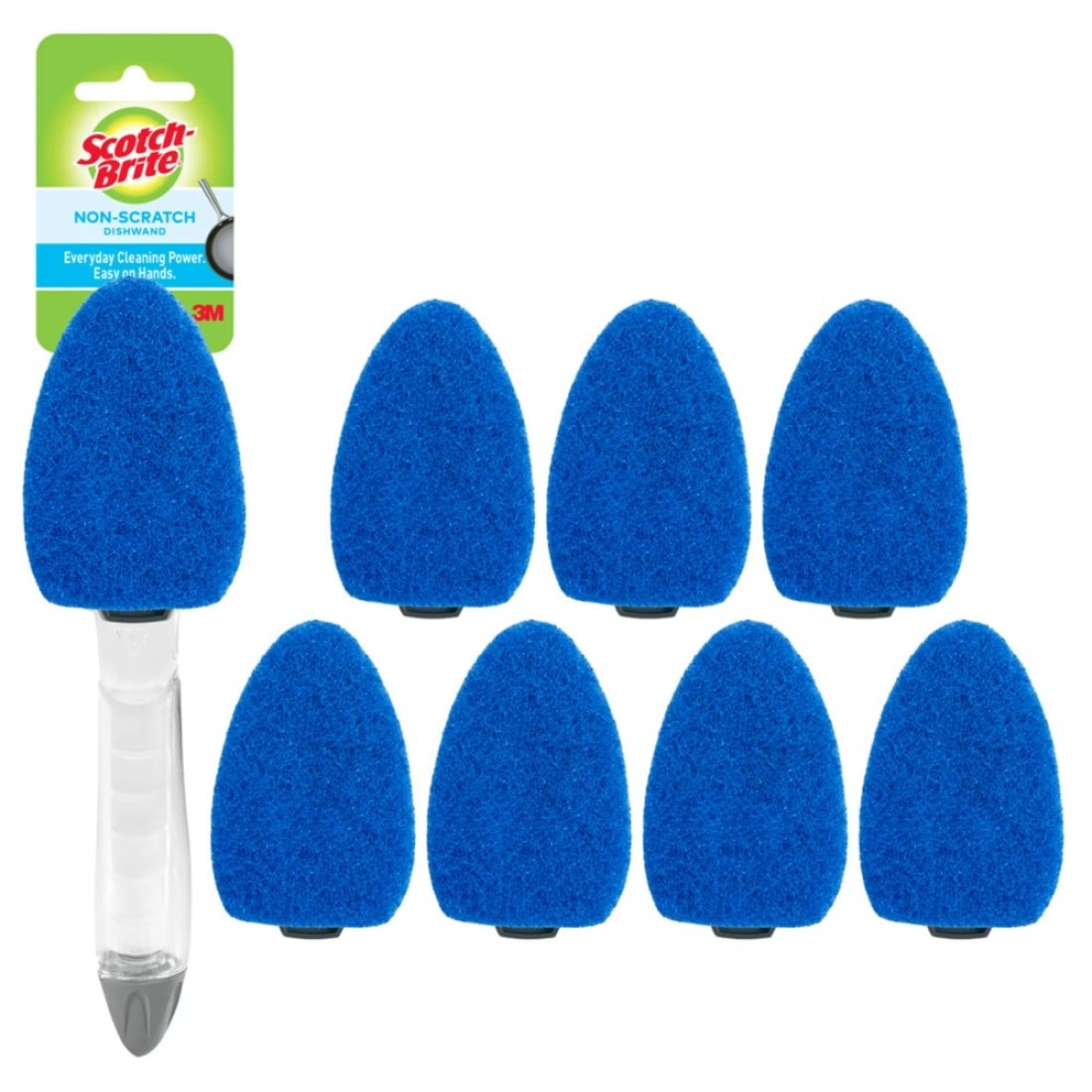 Scotch-Brite Non-Scratch Dishwand Kit, Includes 1 Dish Wand &amp; 7 Dish Wand Sponge Refills, Best for Nonstick Pots and Pans, Keep Hands Out of the Mess, Dish Cleaning Wand, Dish Soap Wand, Dish Brush