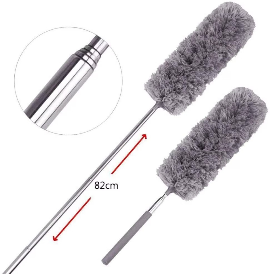 Generic 2Pcs Creative Stretch Extend Microfiber Dust Shan Adjustable Feather Duster Household Dusting Brush Cars Cleaning - Gray Color