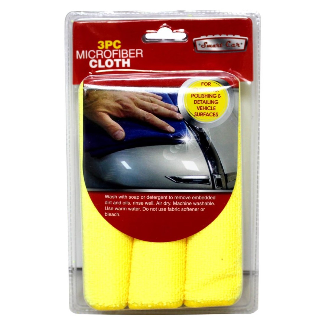 Smart Car Microfiber Cloth Yellow Pack of 3