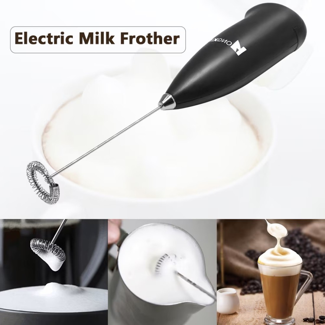 Decdeal - Electric Milk Frother Automatic Handheld Foam Maker for Egg Latte Cappuccino Hot Chocolate Matcha Home Kitchen Coffee Tool
