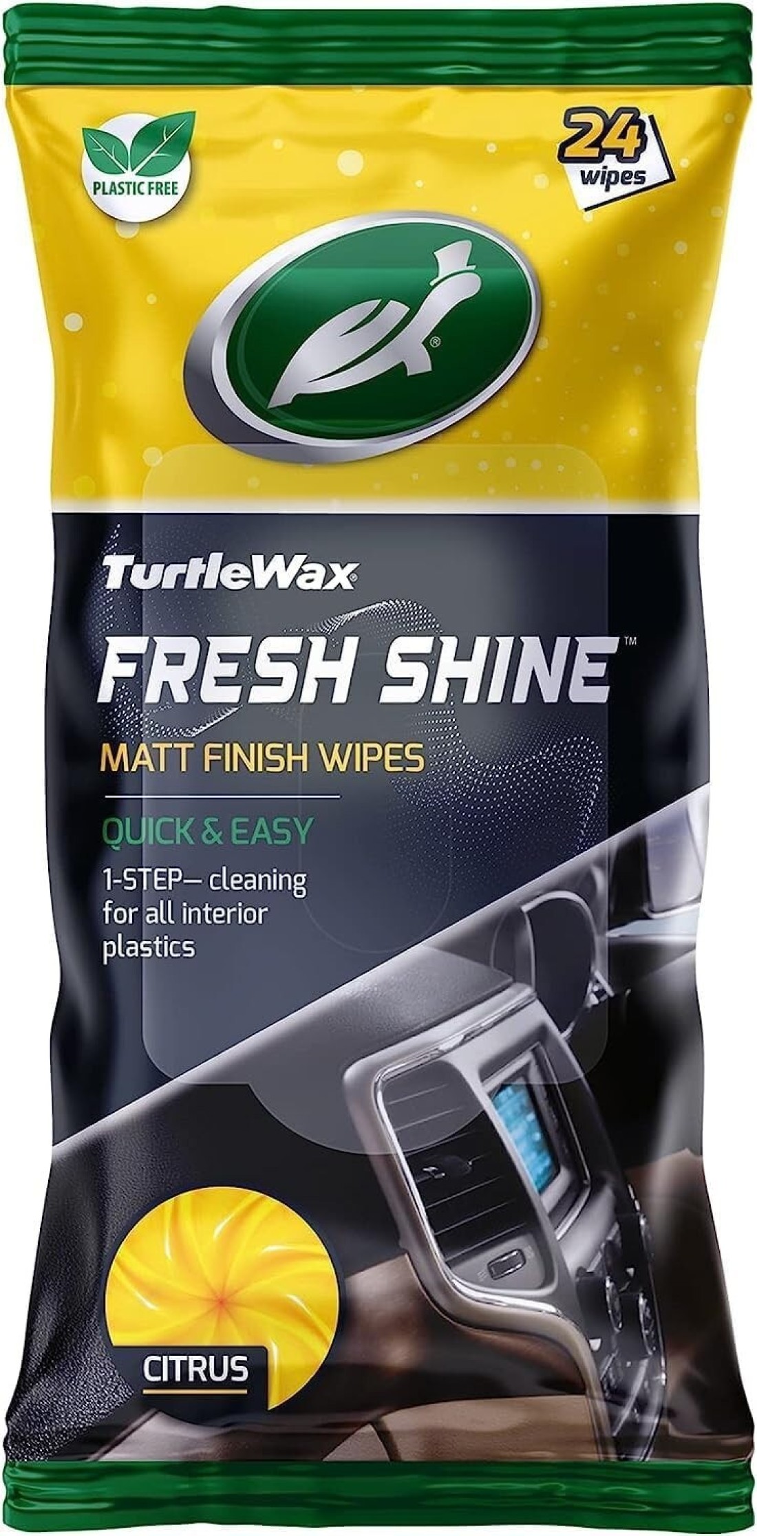 Turtle Wax Car Cleaning Wipes, Citrus Matt- Multi-Purpose Car Interior Wipes Can Be Used On Hard Surfaces, Dashboards &amp; Driving Seats
