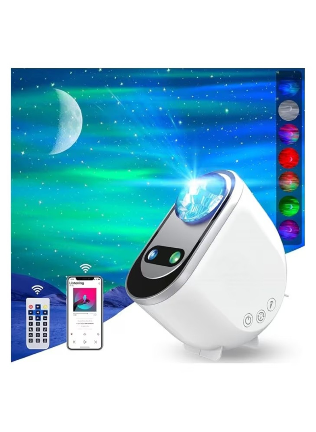 جهاز عرض Galaxy Aurora – جهاز عرض النجوم 3 في 1 LED Northern Lights مع 6 خيارات للضوضاء البيضاء ومكبر صوت بلوتوث جهاز عرض Starry Moonlight