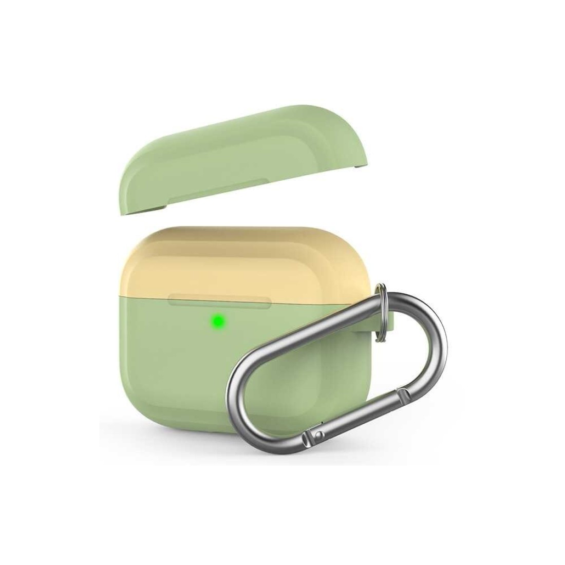 AhaStyle - Premium Silicone Two Toned Keychain Case for Airpods Pro - Mint Green/Yellow