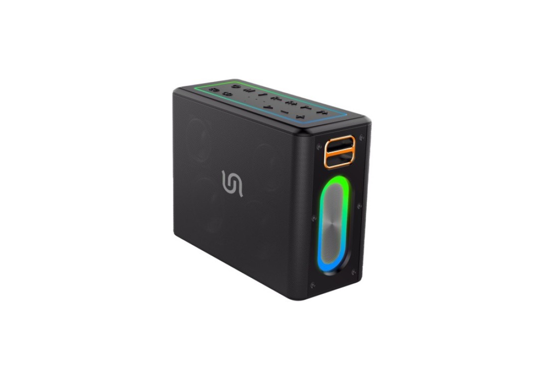 سماعة بورودو Soundtec Quantum 2.2 قناة، 80 واط صوت قوي، 12 ساعة وقت تشغيل، Bluetooth 5.0، وظيفة بنك الطاقة، مقاومة للماء IPX5، معادل متعدد النطاقات، بطارية 12000mAh - أسود
