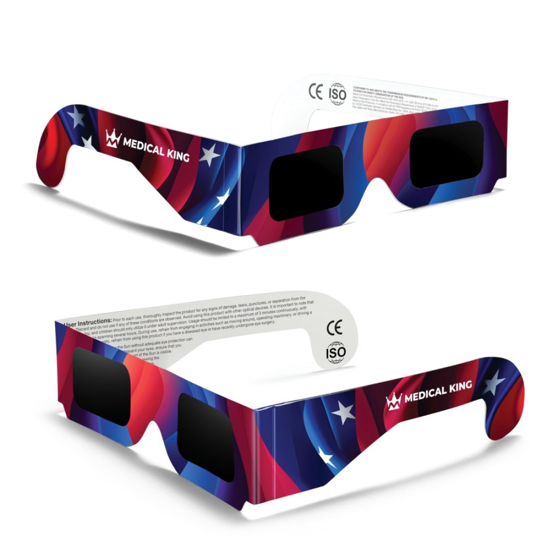 Medical king Solar Eclipse Glasses (2 pack) 2024 CE and ISO Certified Safe Shades for Direct Sun Viewing approvd 2024