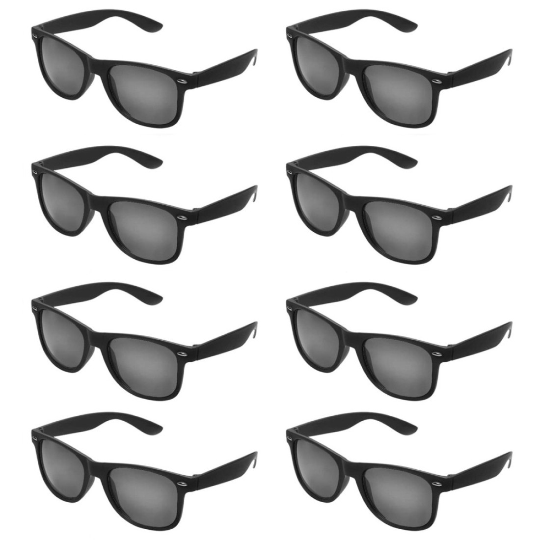 Neon Colors Party Favor Supplies Unisex Sunglasses Pack of 8 (Black)