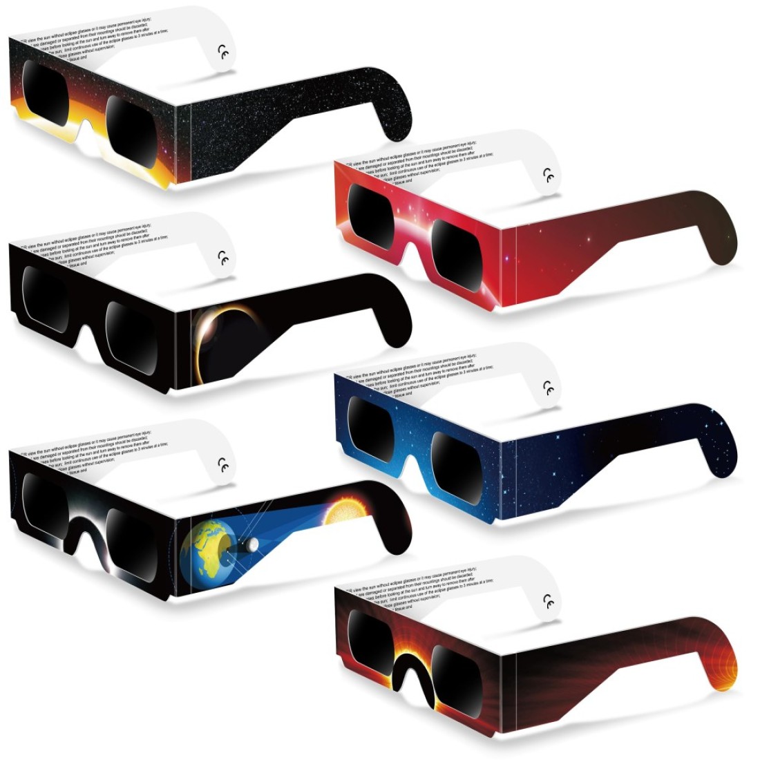 Adatos Solar Eclipse Glasses - 2024 CE and ISO Certified Optical Quality Safe Shades for Direct Sun Viewing for Solar Eclipse (6 Pack)