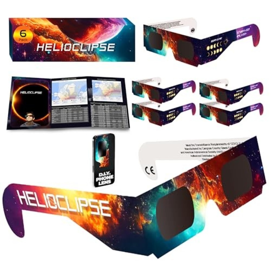 Solar Eclipse Glasses AAS Approved 2024 - [6 Pack] Trusted for Direct Solar Eclipse Viewing - ISO 12312-2 &amp; CE Certified