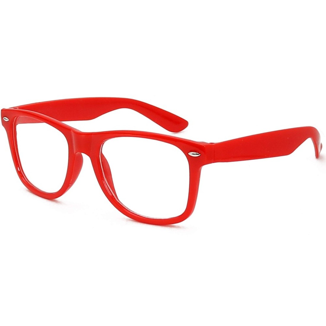 Skeleteen Red Clear Lens Glasses - 80&#39;s Style Non Prescription Retro Frames Nerd Costume Eyeglasses