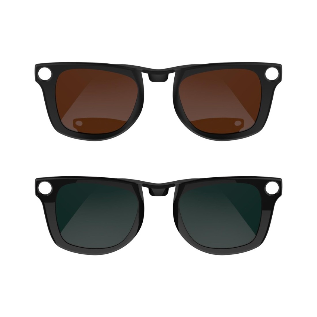 RCstyle Polarized Clip Compatible With Ray-Ban Meta Wayfarer(Standard) Smart Glasses Color Changing Clip Set 50-22 Size M(Brown, Dark Green)