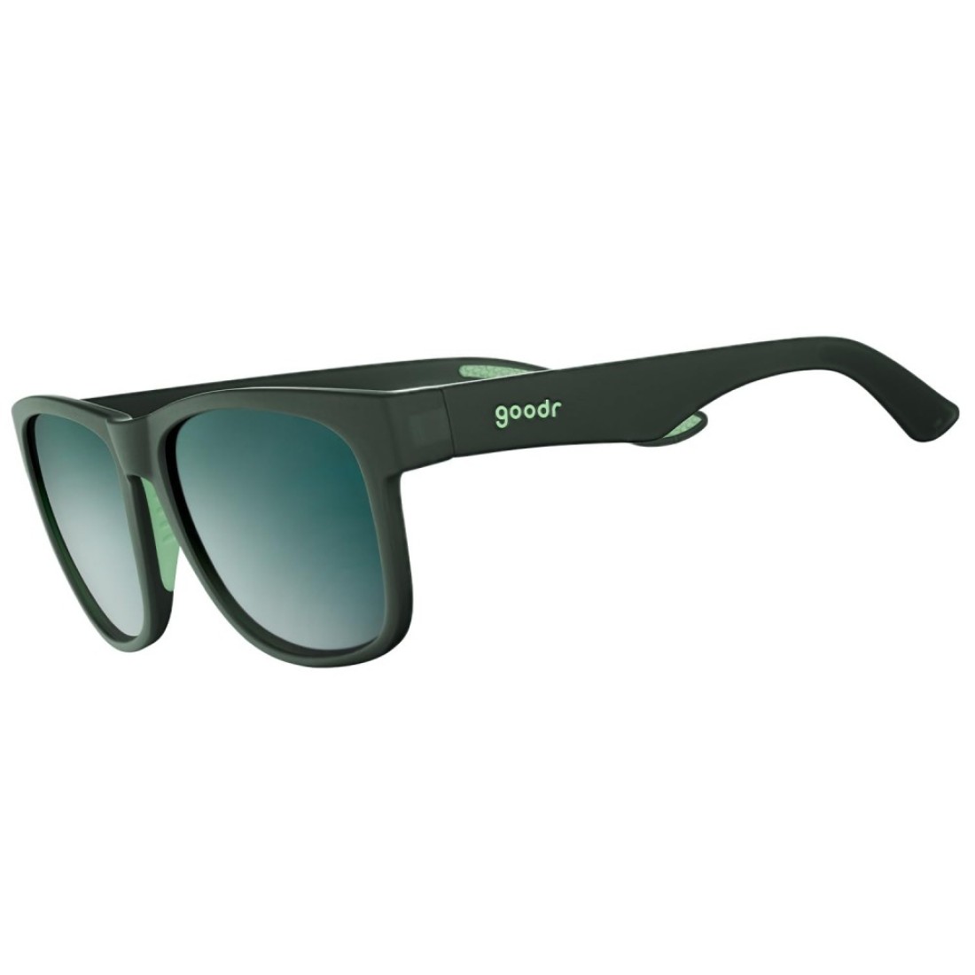 goodr Mint Julep Electroshocks Polarized Sunglasses for Men &amp; Women, Large Sized (BFG), Dark Green Solid Frame with Green Gradient Lenses, UV400 Protection, No Slip, No Bounce