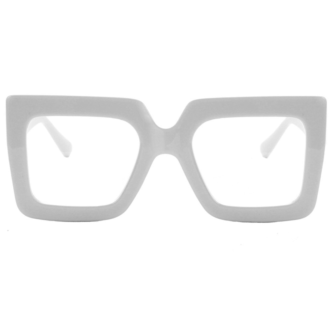 Onrtry Oversized Square Blue Light Glasses for Women Men Thick Frame Big Computer Eyewear Non-Prescription Eyeglasses(White)