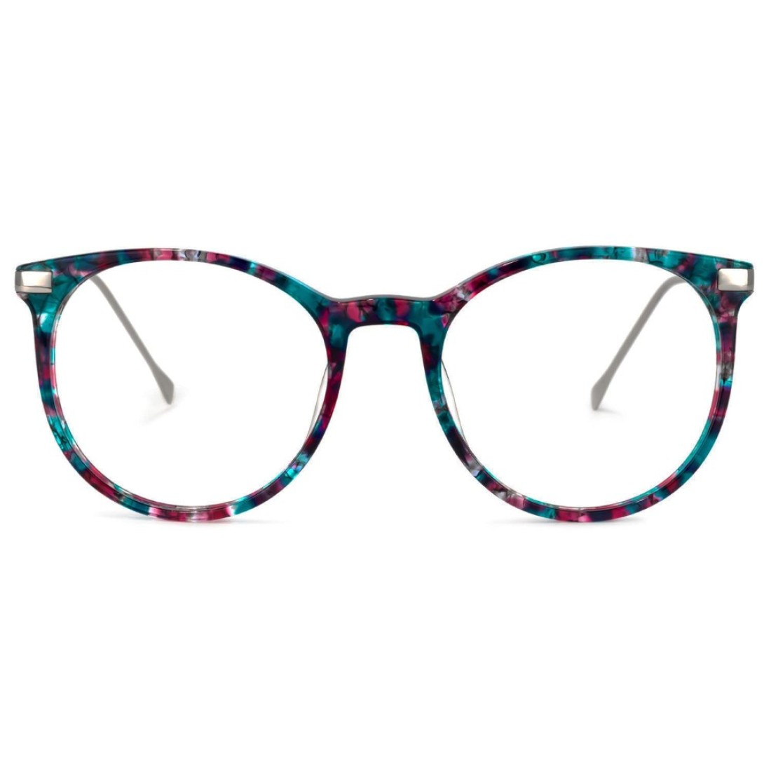 Zeelool Classic Round Eyeglasses Non-prescription Metal End Piece Eyewear Frame for Women Men Lenid ZWA311167-05 Multicolor