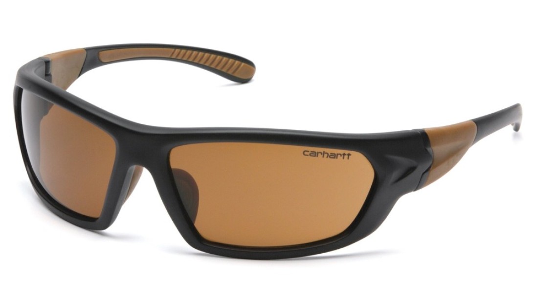 Pyramex Safety Products CHB218D Carhartt Carbondale Safety Glasses, Sandstone Bronze Lens with Black/Tan Frame, Sandstone Bronze