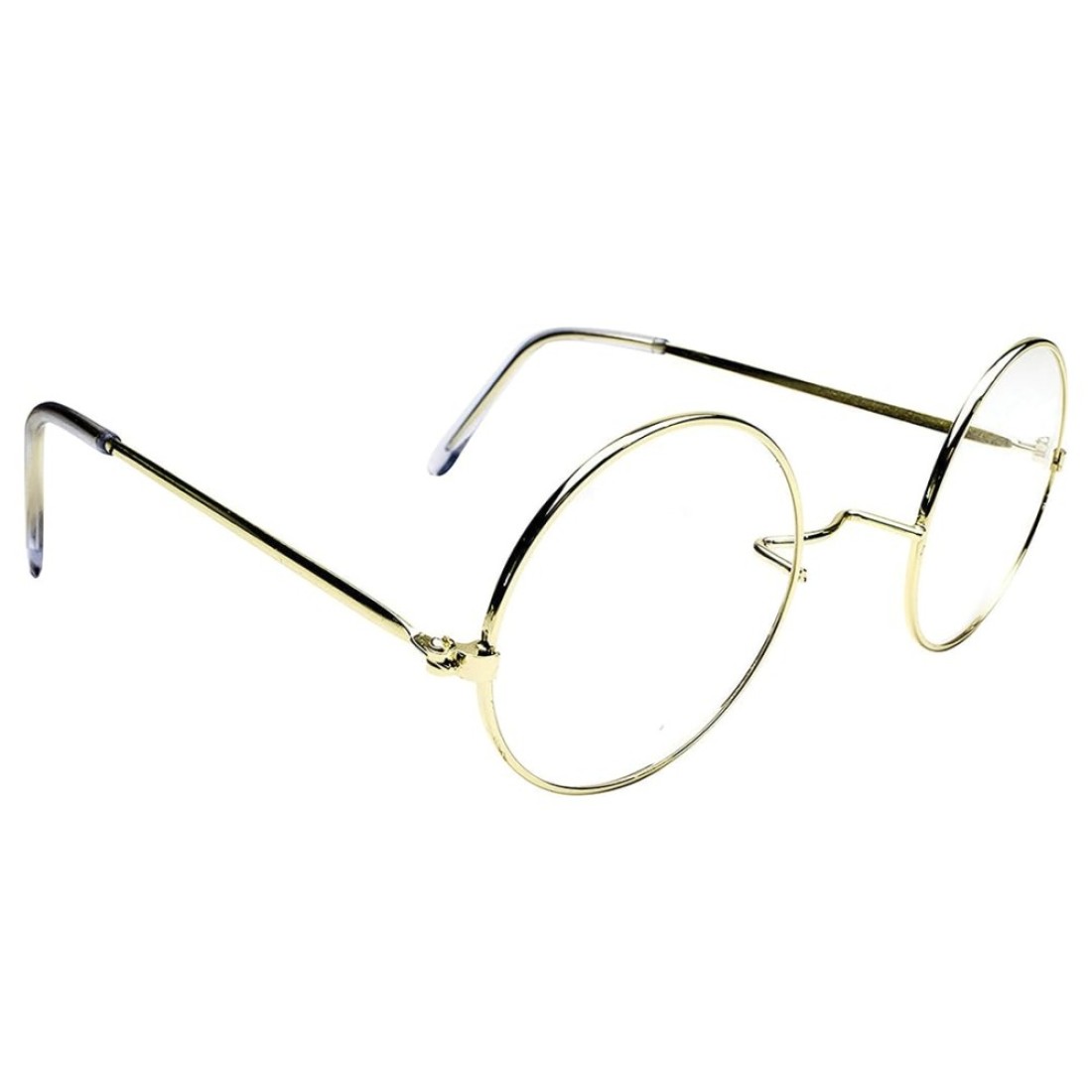 Kangaroo Gold Santa Claus Glasses: Perfect for Harry Potter Costume, Halloween Circle Glasses, Clear Lenses, Round Glasses Non Prescription, Nerd Cosplay Accessories for Men, Women, and Kids