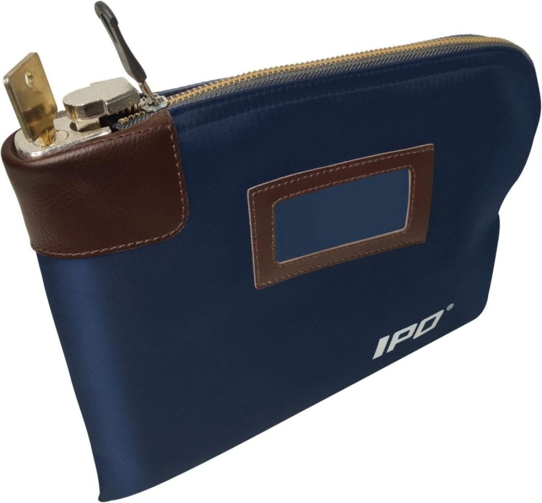 Waterproof Cash Bag with Lock and 2 Keys, 11 x 8.6 Inches, Canvas Documents Bag, Money Bank Deposit Bag with Zipper, Durable Leatherette Money Cash Coin Check Wallet Pouch for Men &amp; Women