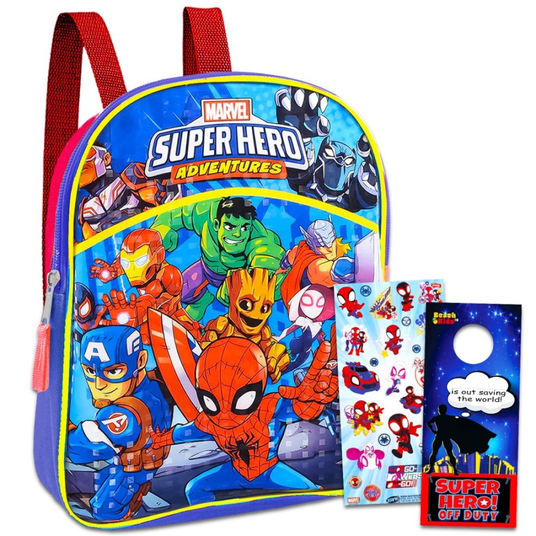 Spidey and Friends Mini Backpack - 3 Pc Bundle with 11&quot; Spidey Preschool Toddler Small Backpack for Boys, Kids Plus Stickers, More Mini Spiderman Backpack