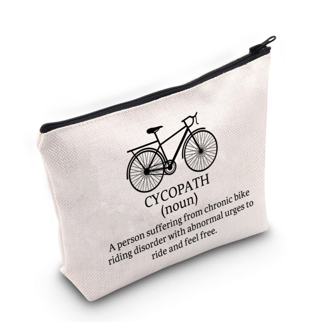 G2TUP Cycling Lover Gift Cycopath Definition Makeup Bag Cycling Biker Rider Cosmetic Bag Cyclist Gift Bike Lover Zipper Pouch Travel Toiletry Bag (Cycopath Definition White Bag)