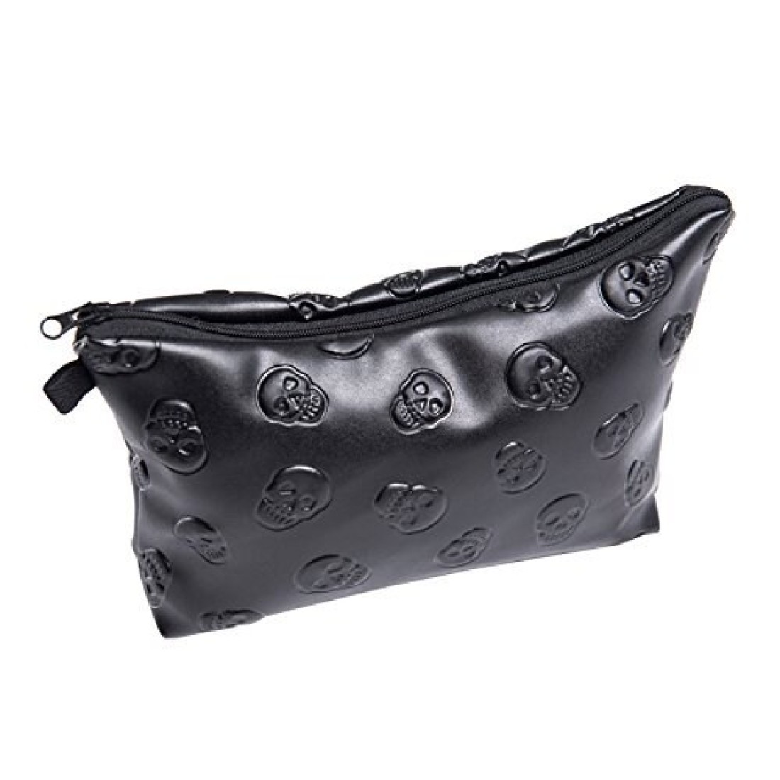 WarmtreeFashion Black Skull Cosmetic Bag Makeup Storage Bag Toiletry Organizer Pencil Case Handbag