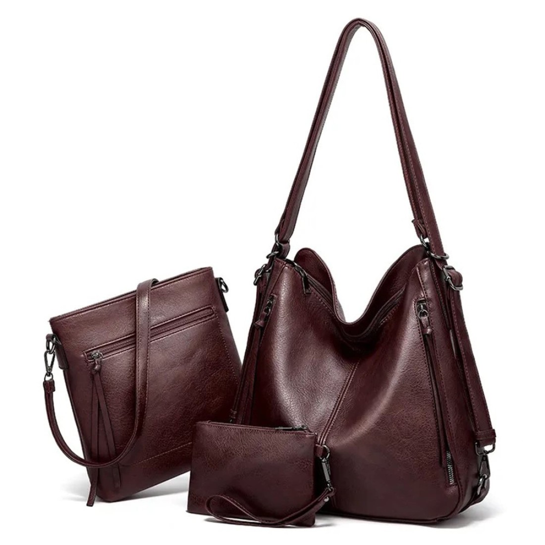 HUGGI PU leather hand bag for women shoulder bags for women with strap &amp; zipper ladies purse for birthday, anniversary, thanks giving purse and handbag combo (Burgundy)