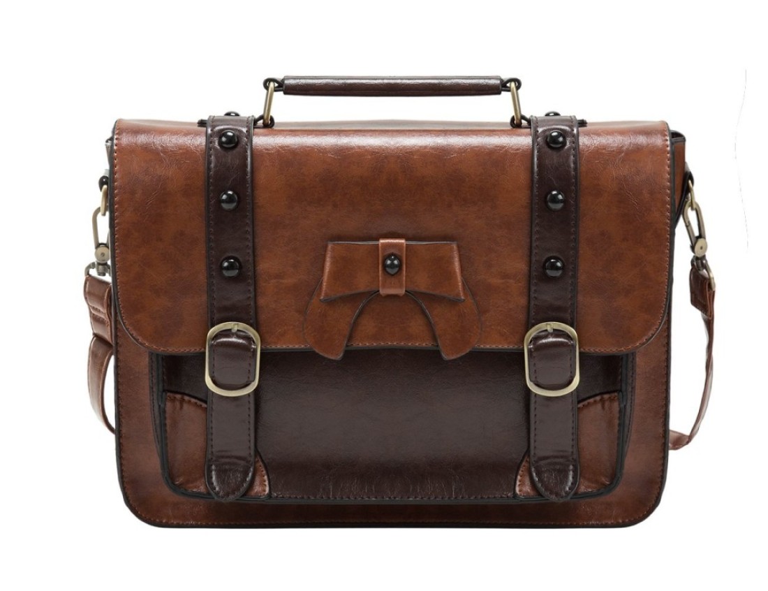 ECOSUSI Briefcase for Women Vintage Crossbody Messenger Bag Satchel Purse Handbag Coffee