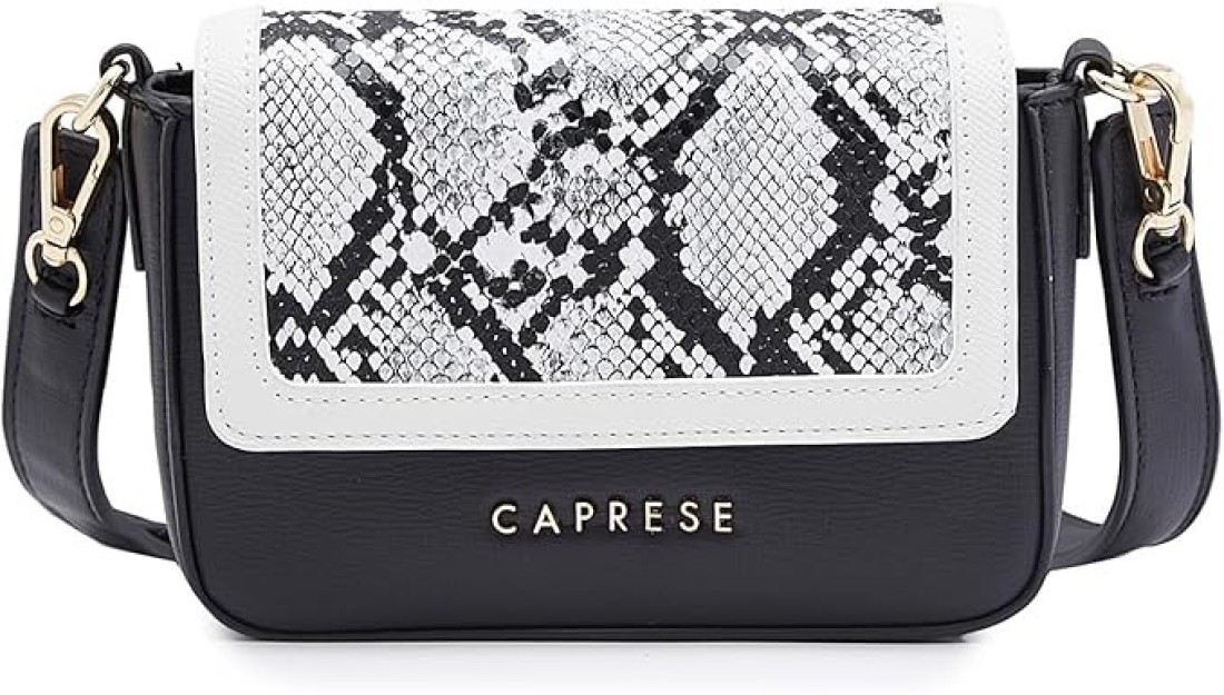 ELLIS SNAKESKIN PRINT BLACK FAUX LEATHER SMALL SLING