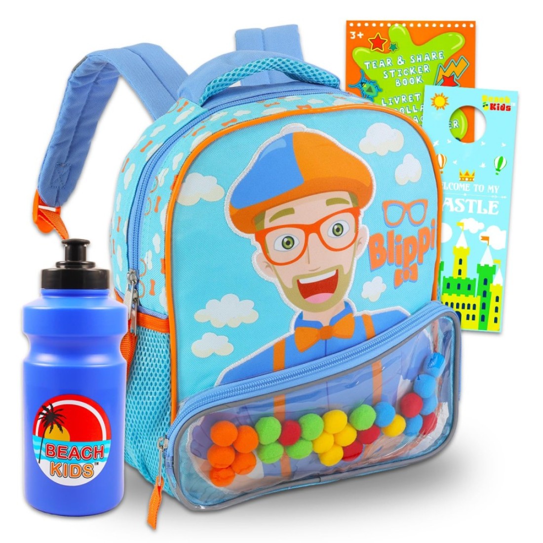 Blippi Mini Backpack for Kids Blippi Preschool Bag Bundle with 12 Blippi Backpack Water Bottle Stickers More Blippi Backpack for Toddlers Mini
