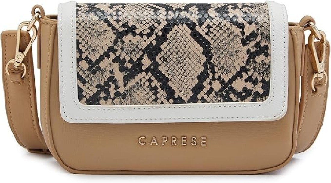 ELLIS SNAKESKIN PRINT FAWN FAUX LEATHER SMALL SLING