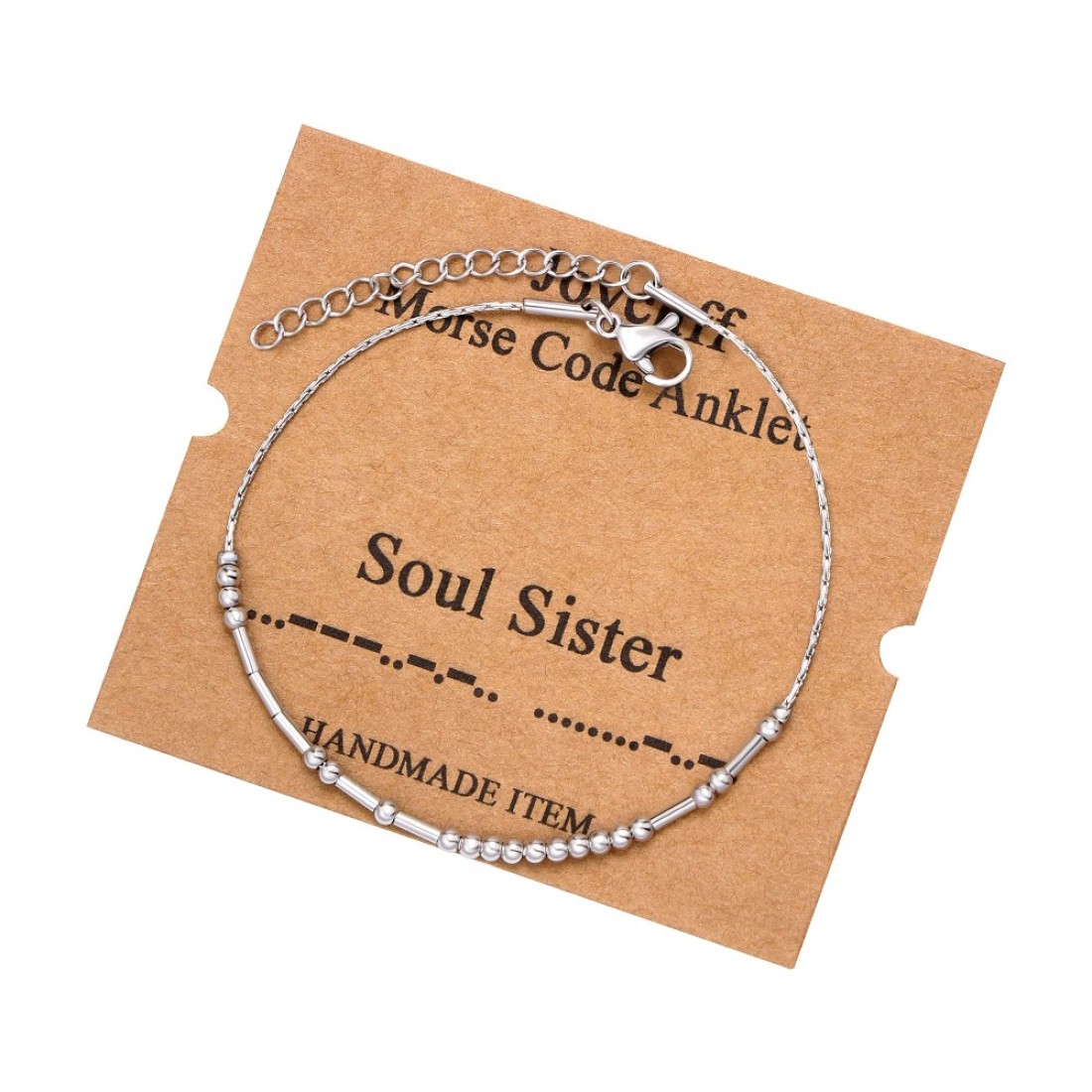JoycuFF Soul Sister Gifts for Women Anklets for Teens Inspirational Morse Code Summer Gifts for BFF Sister Friends Best Friend Christmas Birthday Adjustable Beach Jewelry