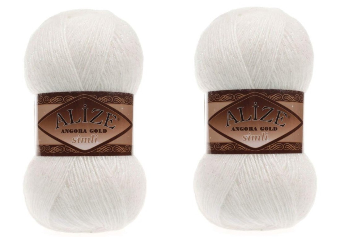 Alize Angora Gold Simli 5 Metallic 20 Wool 75 Acrylic Lot of 2 skn 200gr 1100 ydsYarn Thread Crochet Lace Hand Knitting Turkish Yarn 450 Pearl