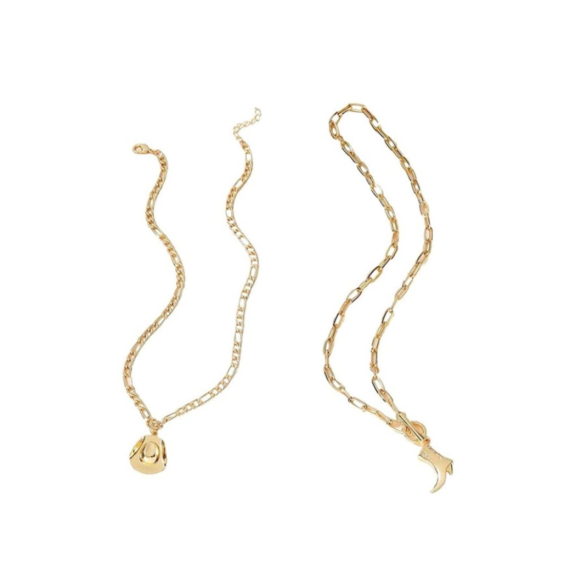 RUIFUU Hat Boots Pendant Cowgirl Necklace Chunky Chain Jewelry For Women